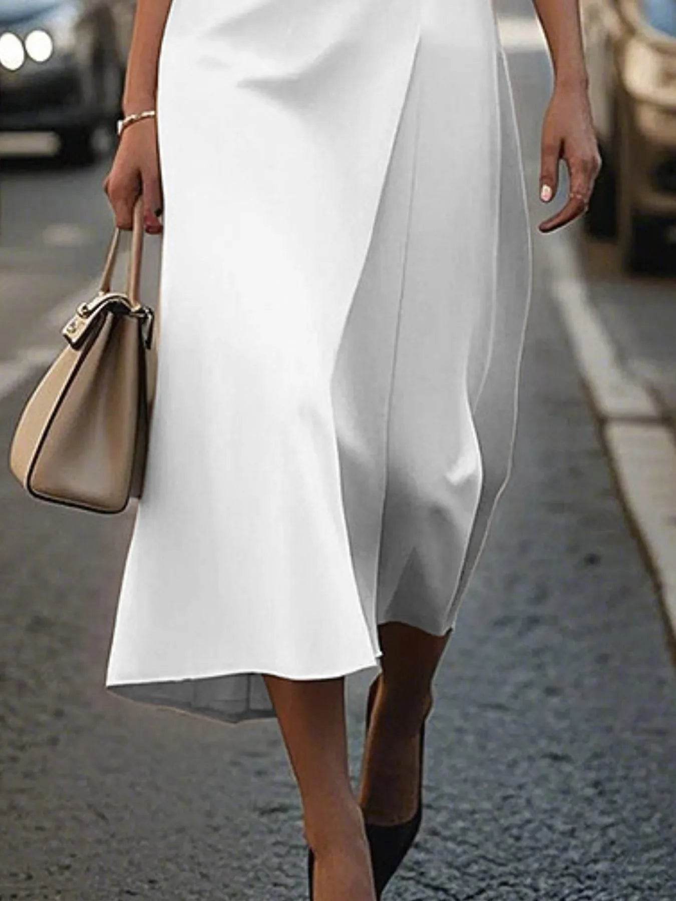 Round Neck Sleeveless Midi Sheath Dress - IntuitiveEncBoutique