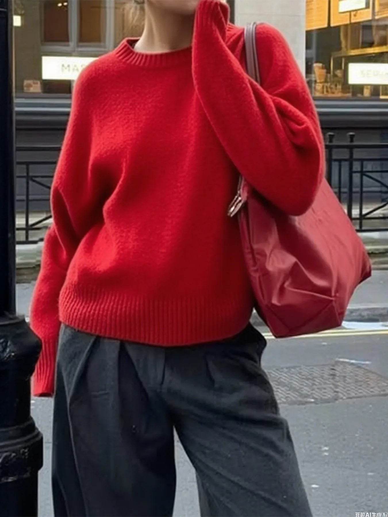 Ribbed Crewneck Drop Shoulder Sweater - IntuitiveEncBoutique