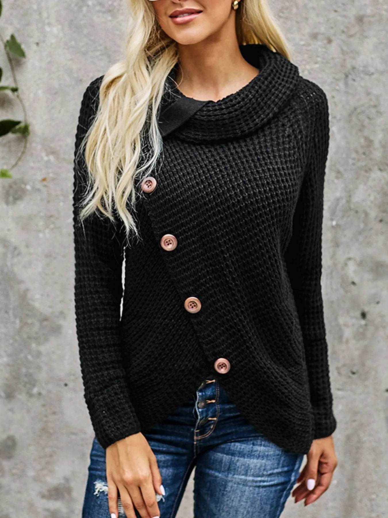 Full Size Texture Turtleneck Long Sleeve Sweater Plus Size - IntuitiveEncBoutique