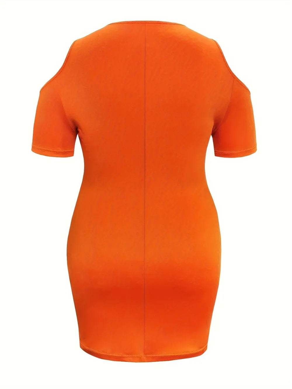 Plus Size Cold Shoulder Short Sleeve Mini Dress - IntuitiveEncBoutique