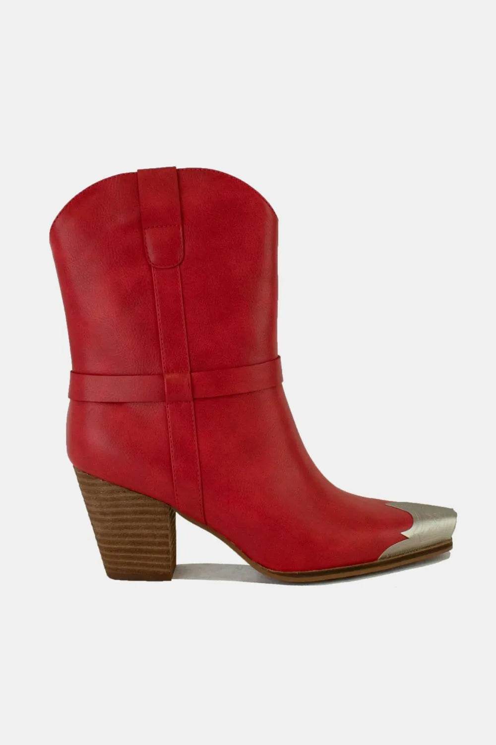 Beast Fashion Faux Leather Metal Toe Ankle Boots - IntuitiveEncBoutique