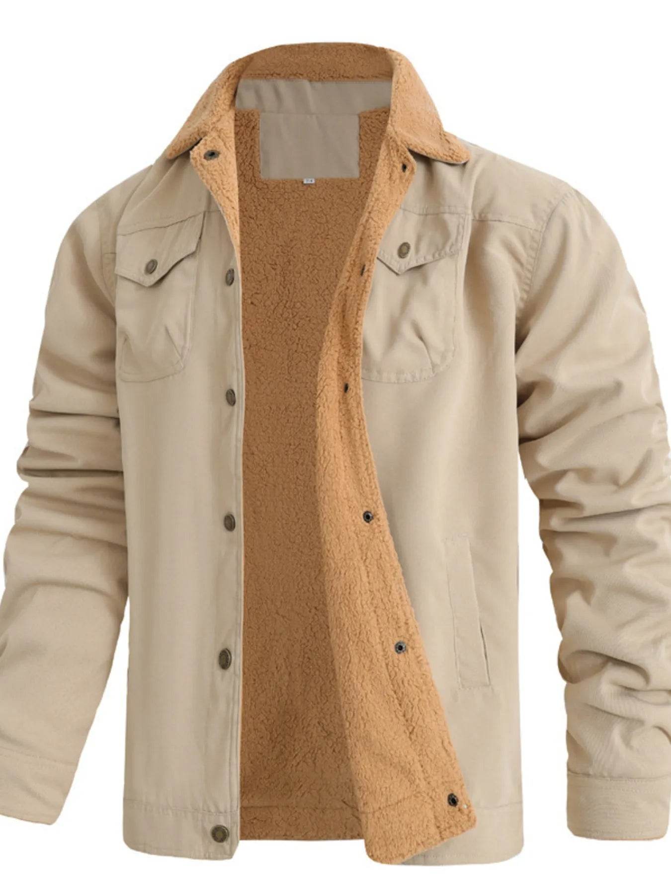 Men's Full Size Sherpa Lined Long Sleeve Jacket Plus Size - IntuitiveEncBoutique