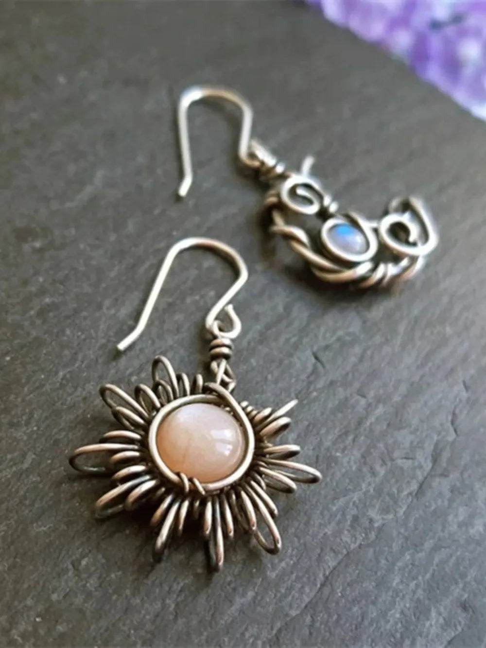 Alloy Moon & Sun Dangle Earrings - IntuitiveEncBoutique