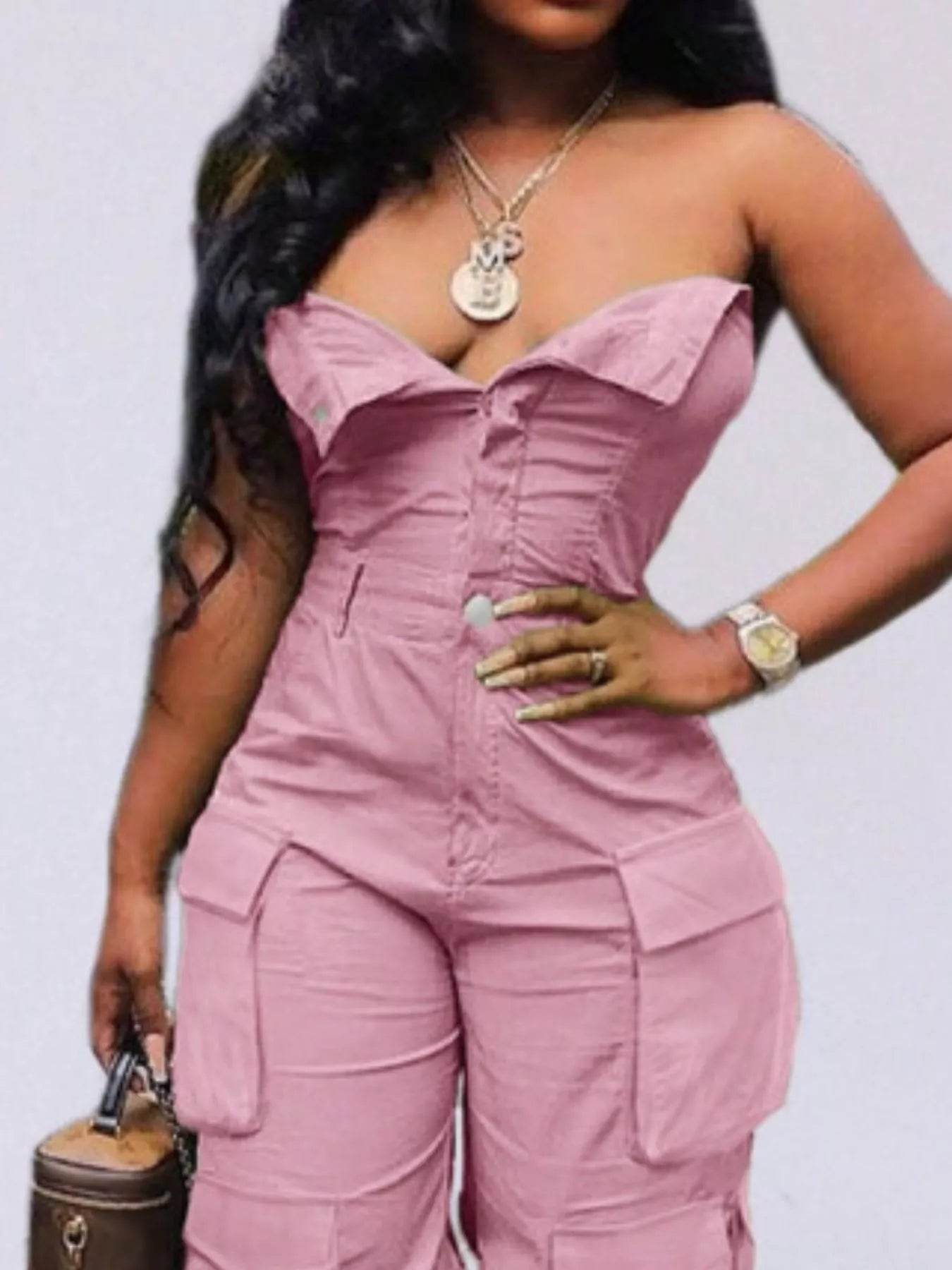 Tube Snap Down Cargo Jumpsuit - IntuitiveEncBoutique