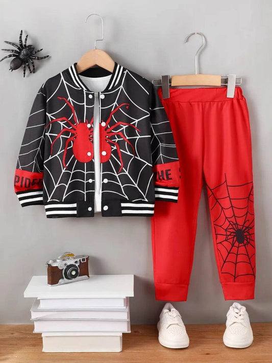 Spider Baseball Collar Top and Pants Set - IntuitiveEncBoutique