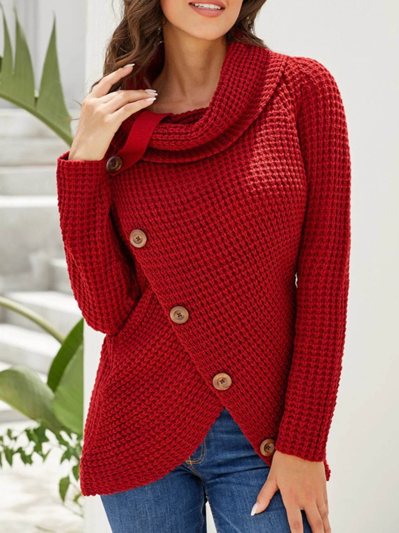 Full Size Texture Turtleneck Long Sleeve Sweater Plus Size - IntuitiveEncBoutique