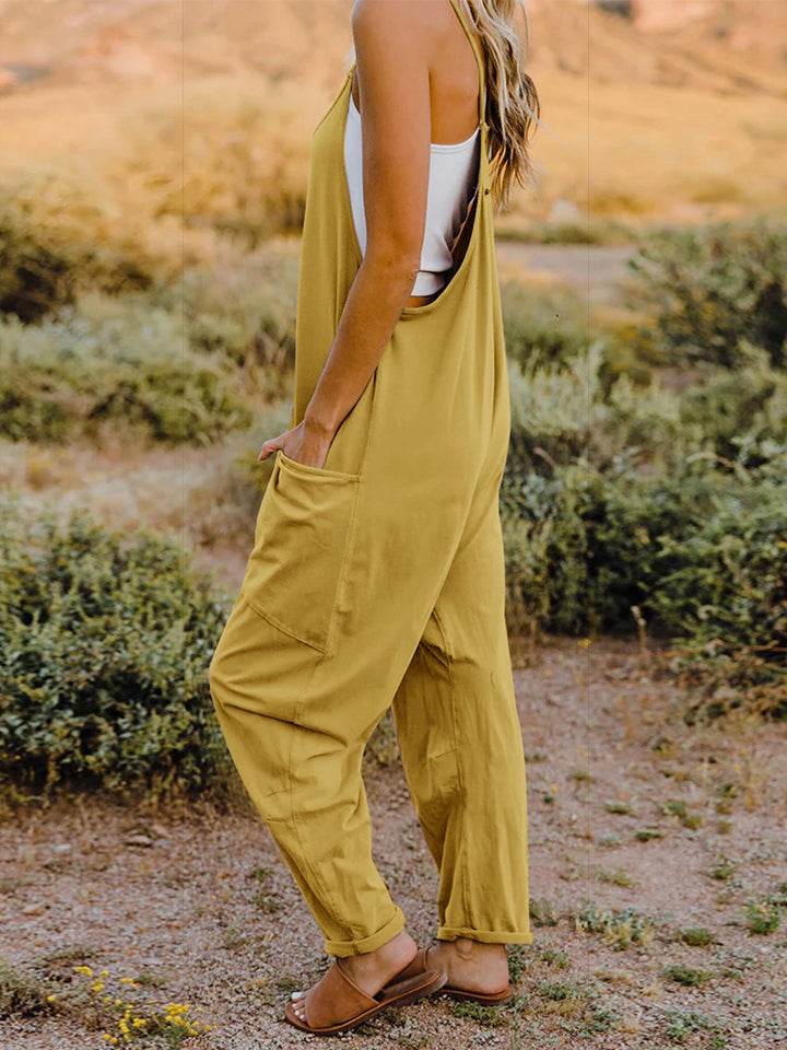 Double Take Full Size Sleeveless V-Neck Pocketed Jumpsuit - IntuitiveEncBoutique
