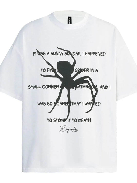 Men's Oversized Gothic Spider Graphic T-Shirt - IntuitiveEncBoutique