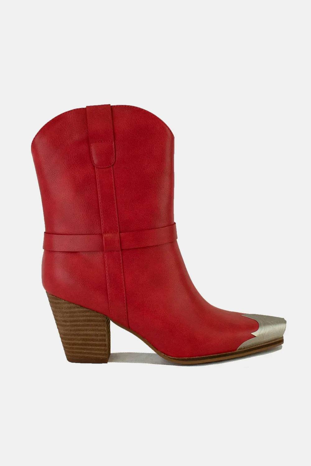 Beast Fashion Faux Leather Metal Toe Ankle Boots - IntuitiveEncBoutique