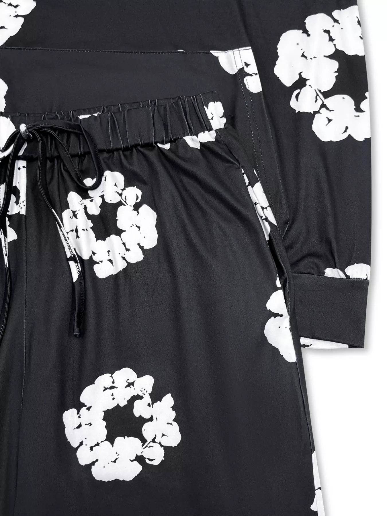 Printed Long Sleeve Hoodie and Pants Set - IntuitiveEncBoutique