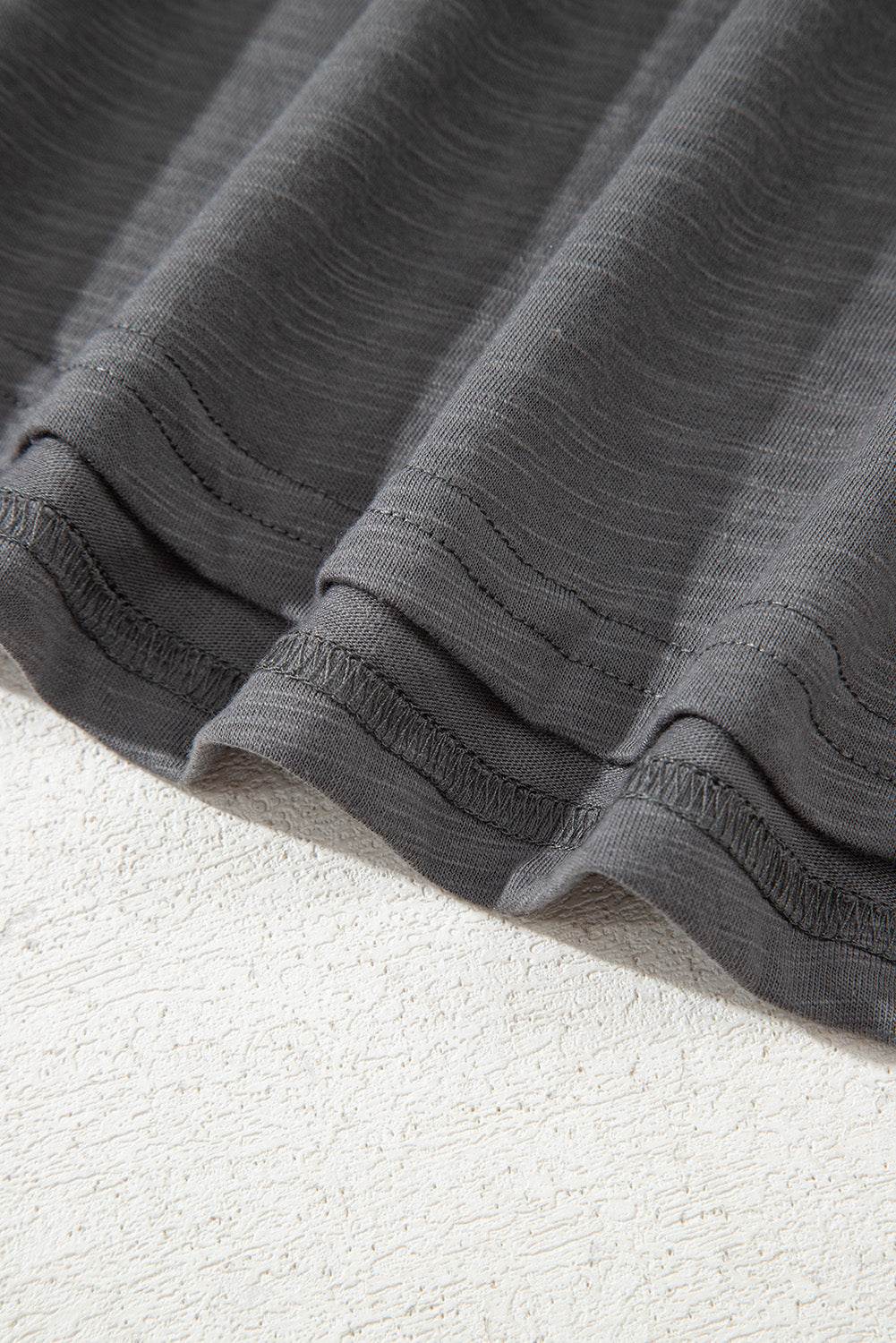 Dark Grey Double Ruffled Short Sleeve Plus Size Top - IntuitiveEncBoutique