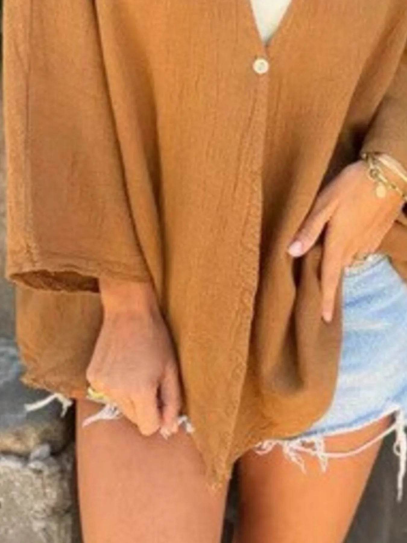 Full Size Oversized Button-Up Cardigan Plus Size - IntuitiveEncBoutique