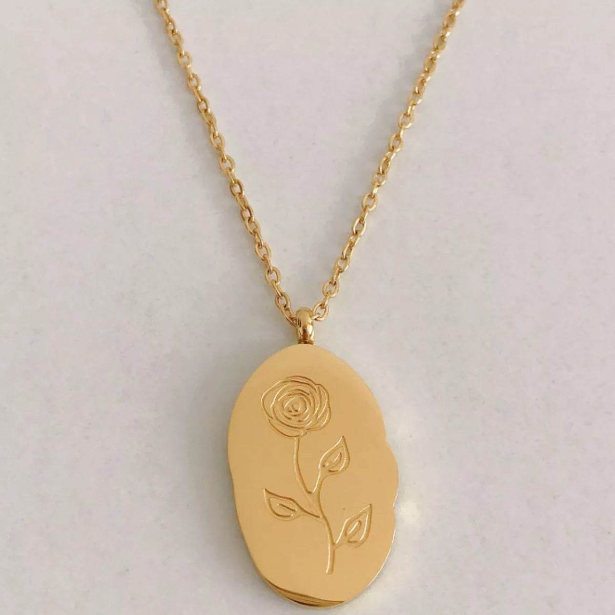 18K Gold-Plated Engraved Pendant Necklace - IntuitiveEncBoutique