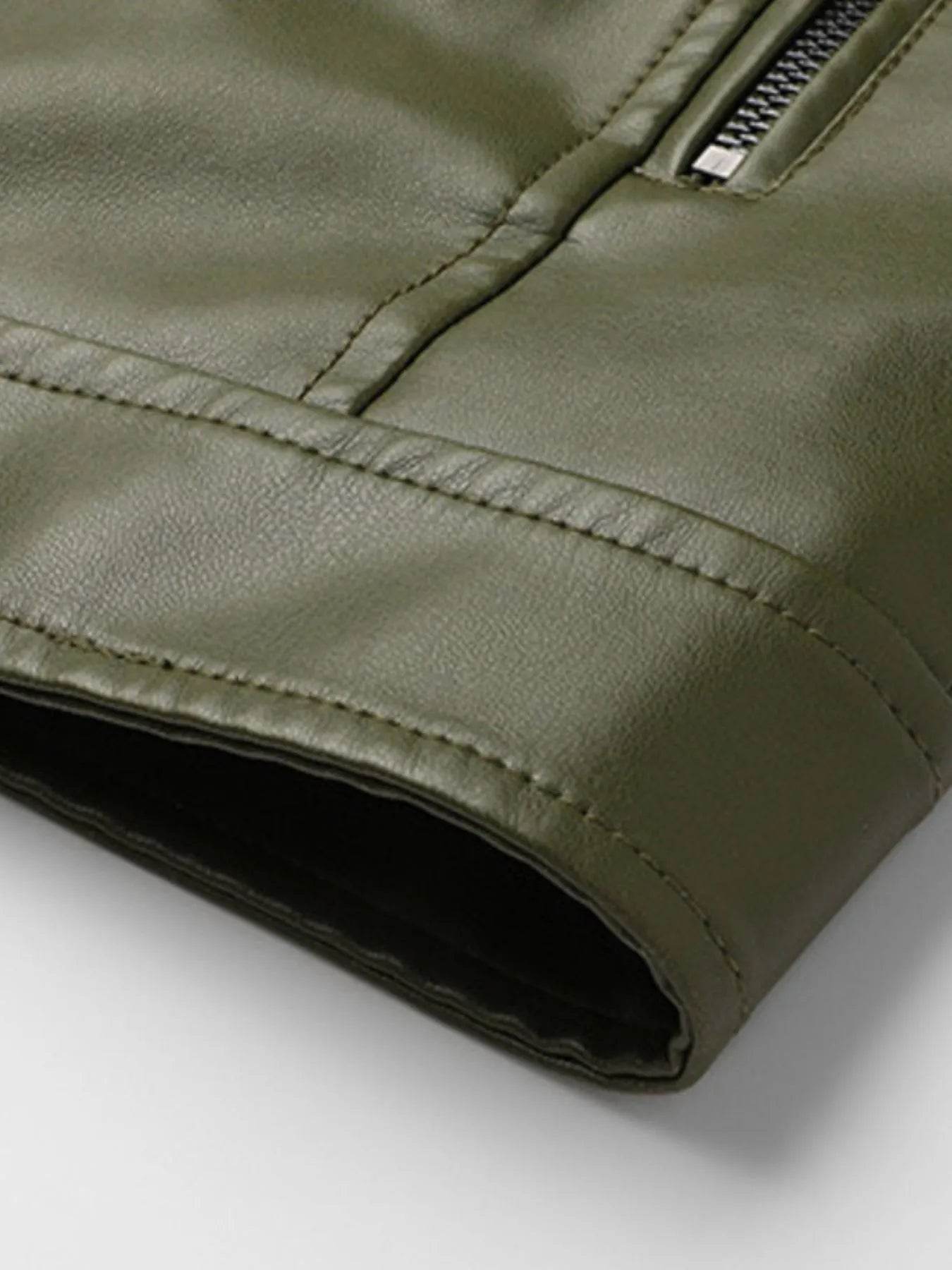 Men's Full Size Leather Zip Up Jacket Plus Size - IntuitiveEncBoutique