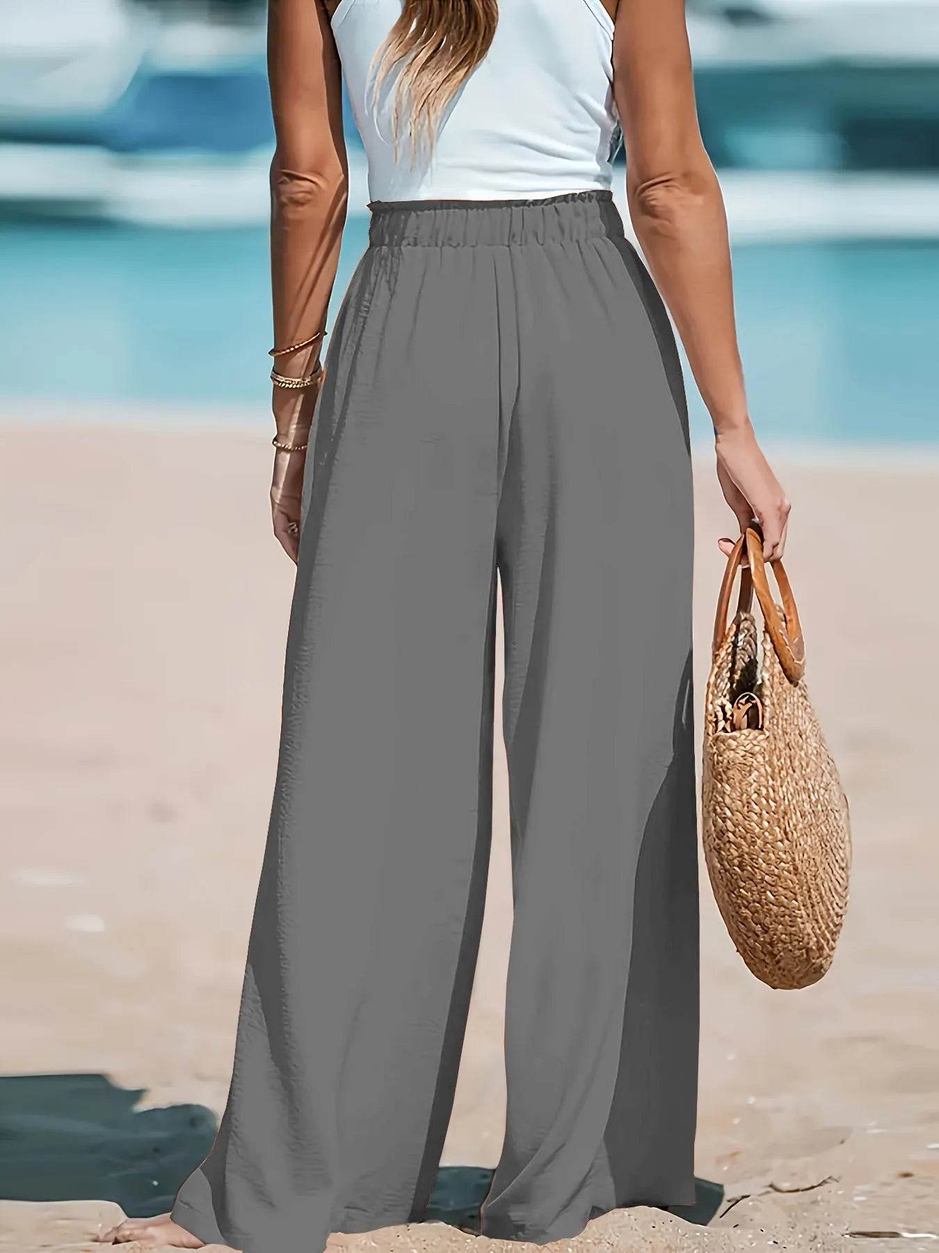 Full Size Drawstring Waist Wide Leg Pants Plus Size - IntuitiveEncBoutique