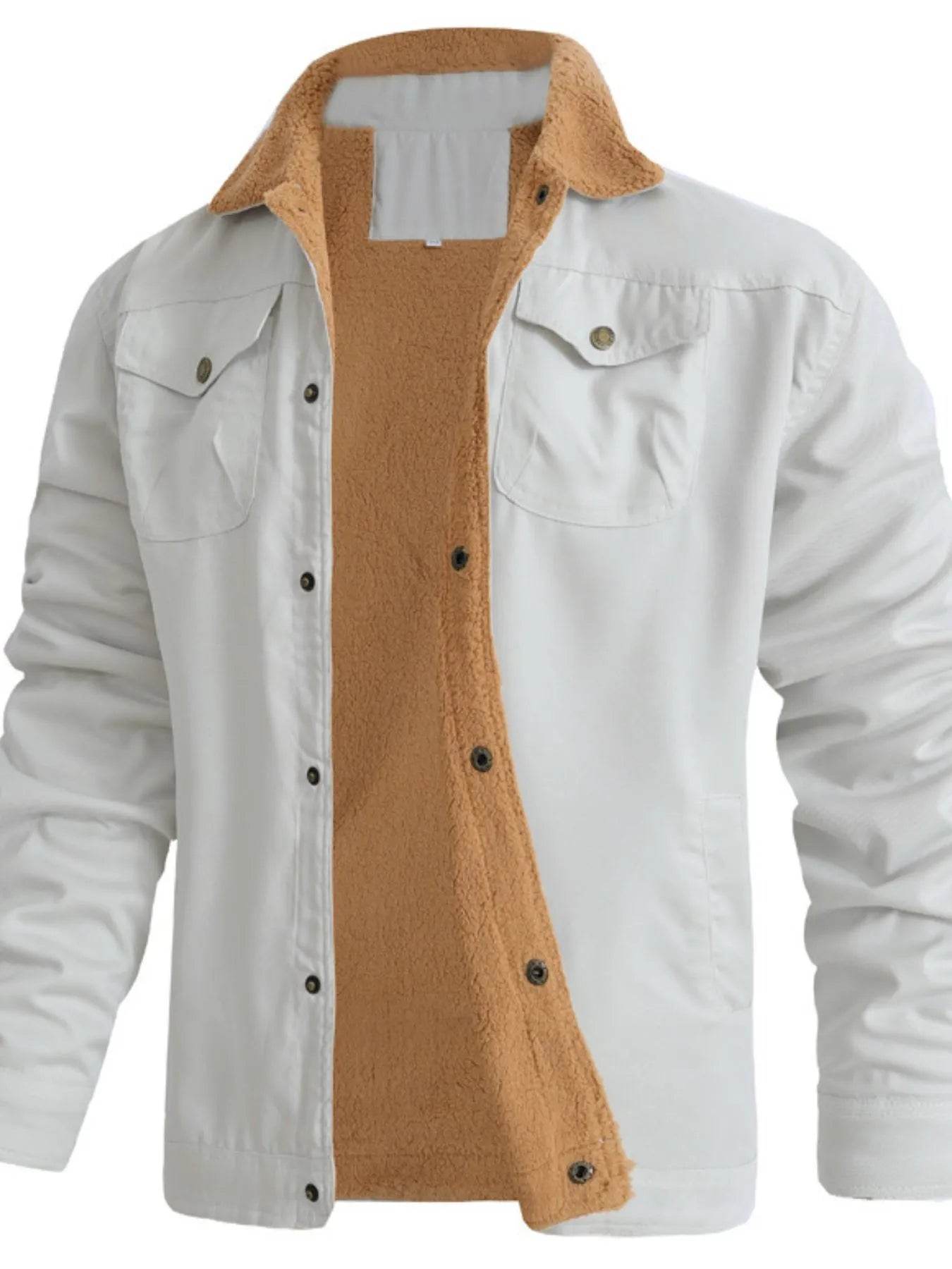 Men's Full Size Sherpa Lined Long Sleeve Jacket Plus Size - IntuitiveEncBoutique