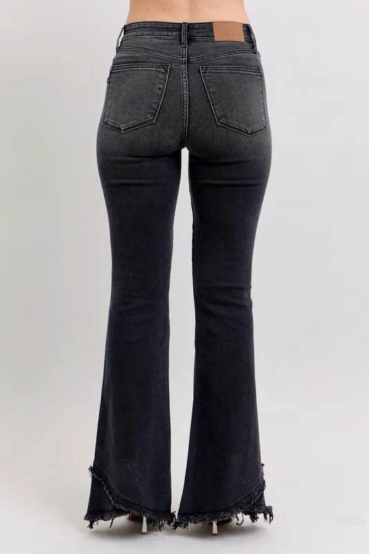 Judy Blue Full Size High Waist Flare W/ Mock Fray Tulip Hem Plus Size - IntuitiveEncBoutique