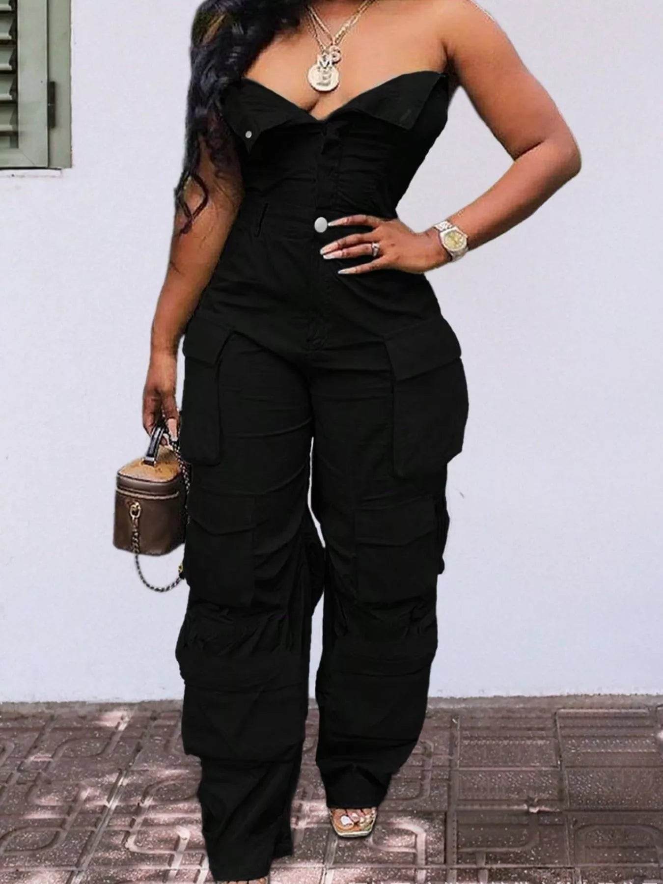 Tube Snap Down Cargo Jumpsuit - IntuitiveEncBoutique