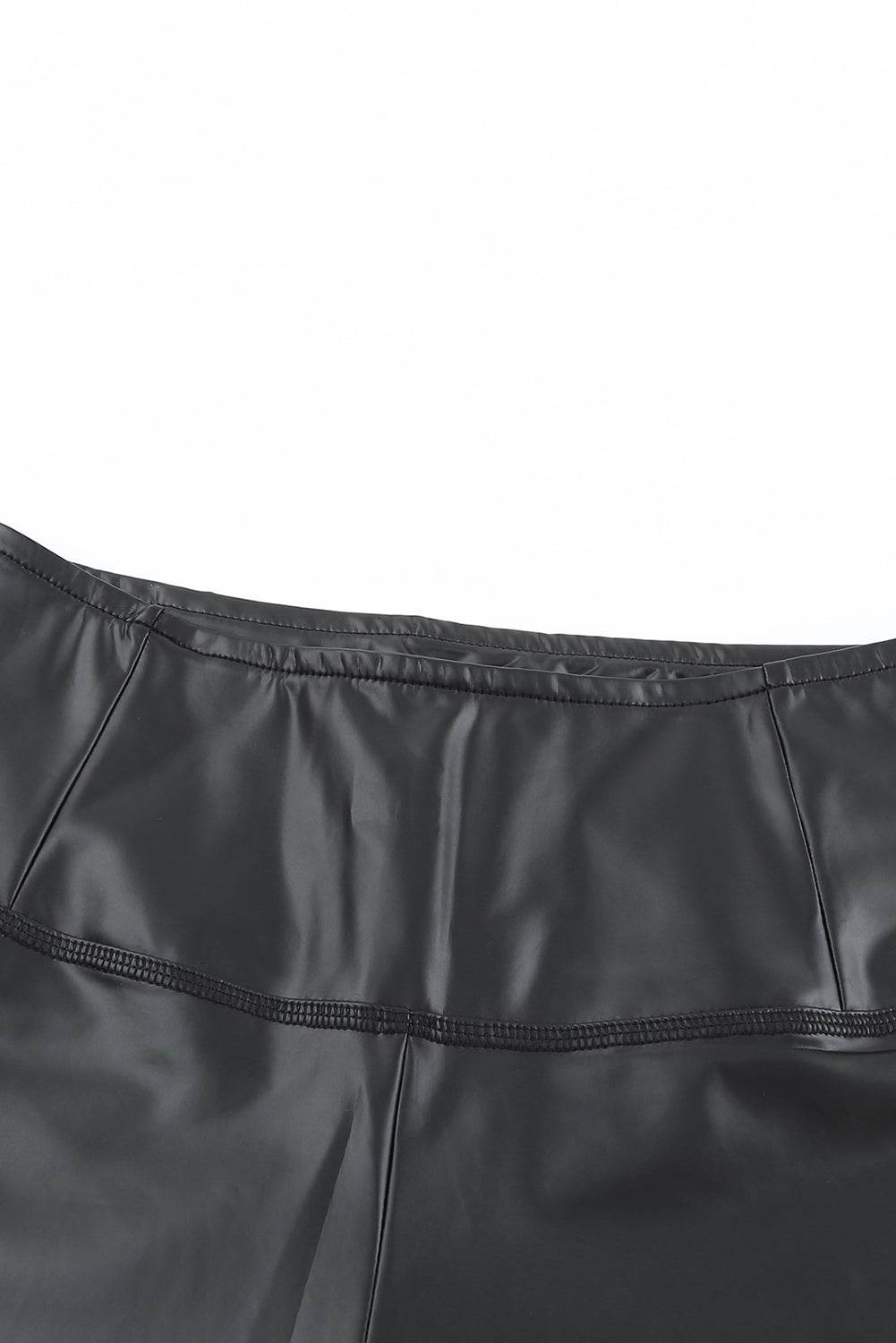 Black Faux Leather High Waist Leggings - IntuitiveEncBoutique