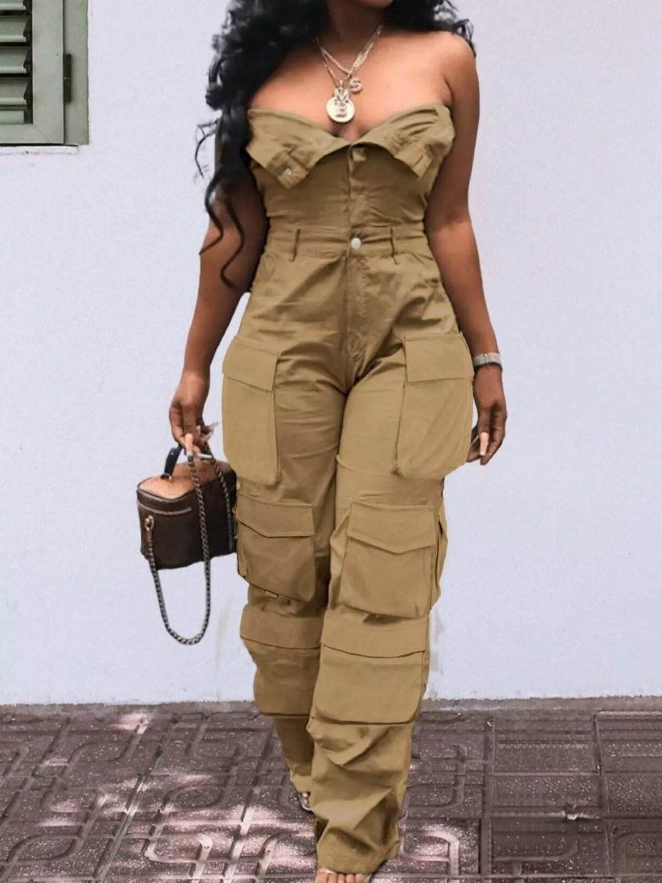Tube Snap Down Cargo Jumpsuit - IntuitiveEncBoutique