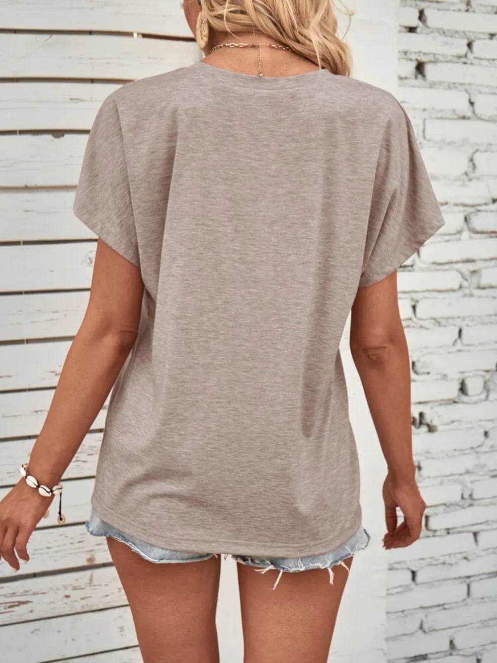 Half Button Short Sleeve Top - IntuitiveEncBoutique