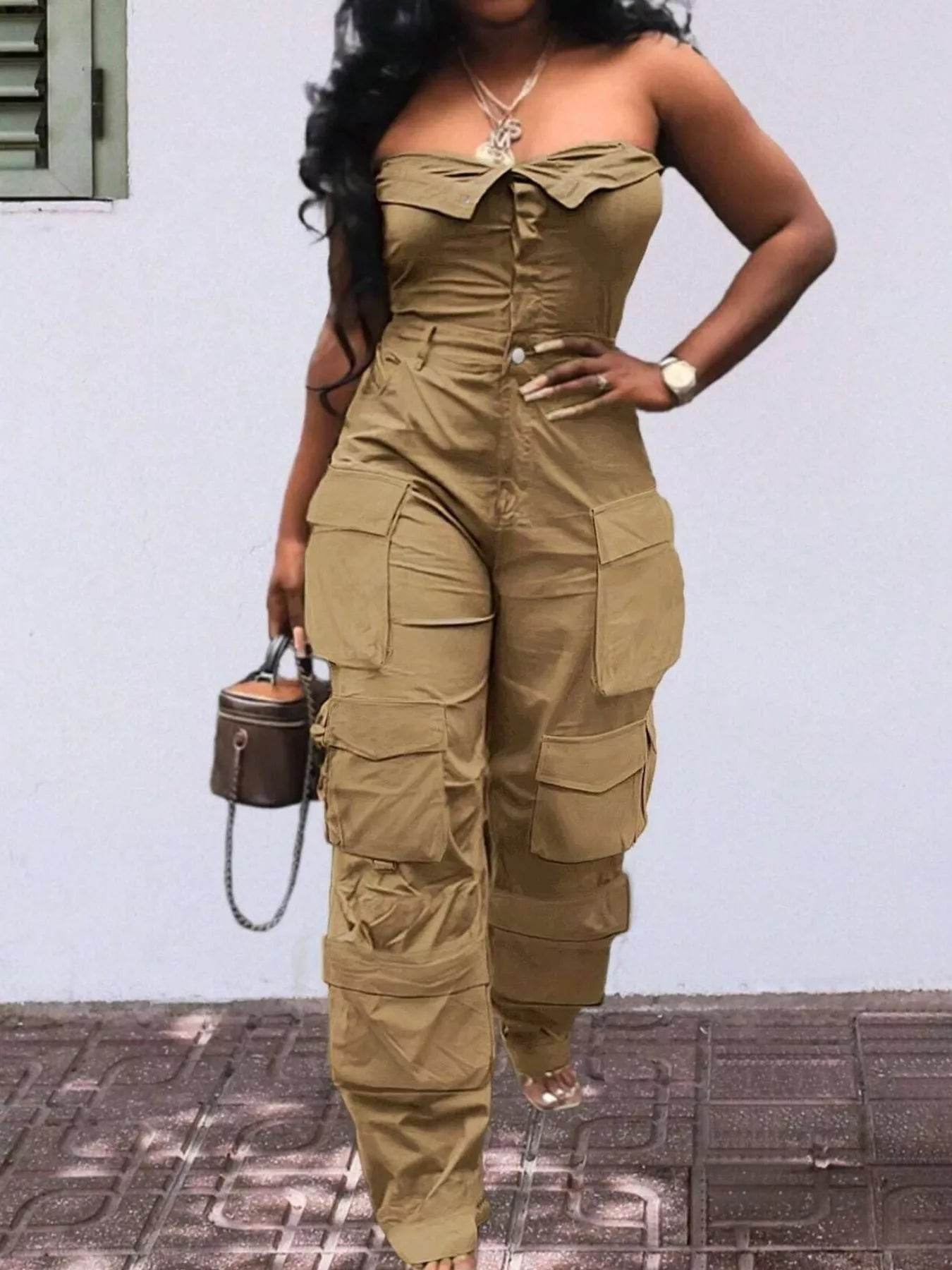 Tube Snap Down Cargo Jumpsuit - IntuitiveEncBoutique