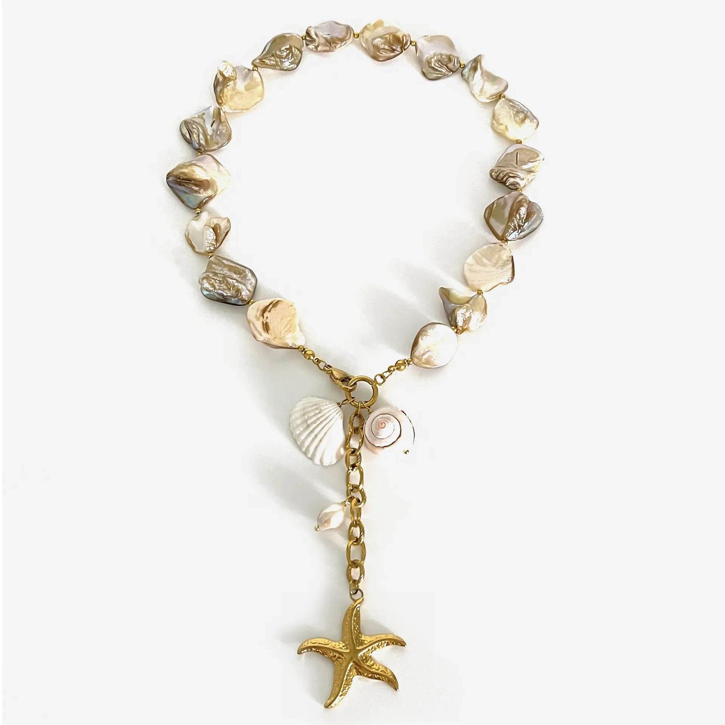 18K Gold-Plated Ocean Theme Necklace with Starfish Pendant - IntuitiveEncBoutique