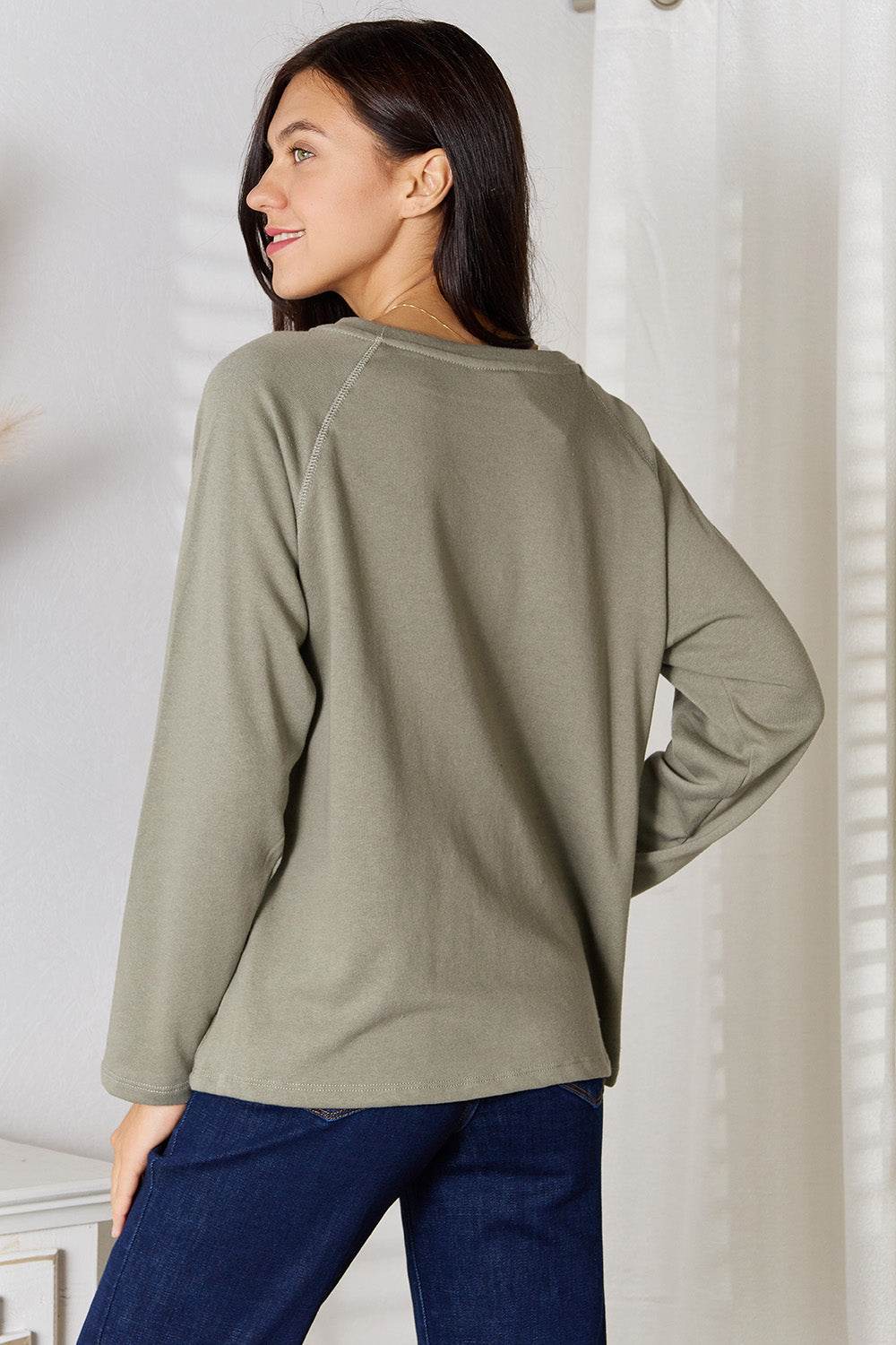 Culture Code Full Size V-Neck Long Sleeve T-Shirt - IntuitiveEncBoutique