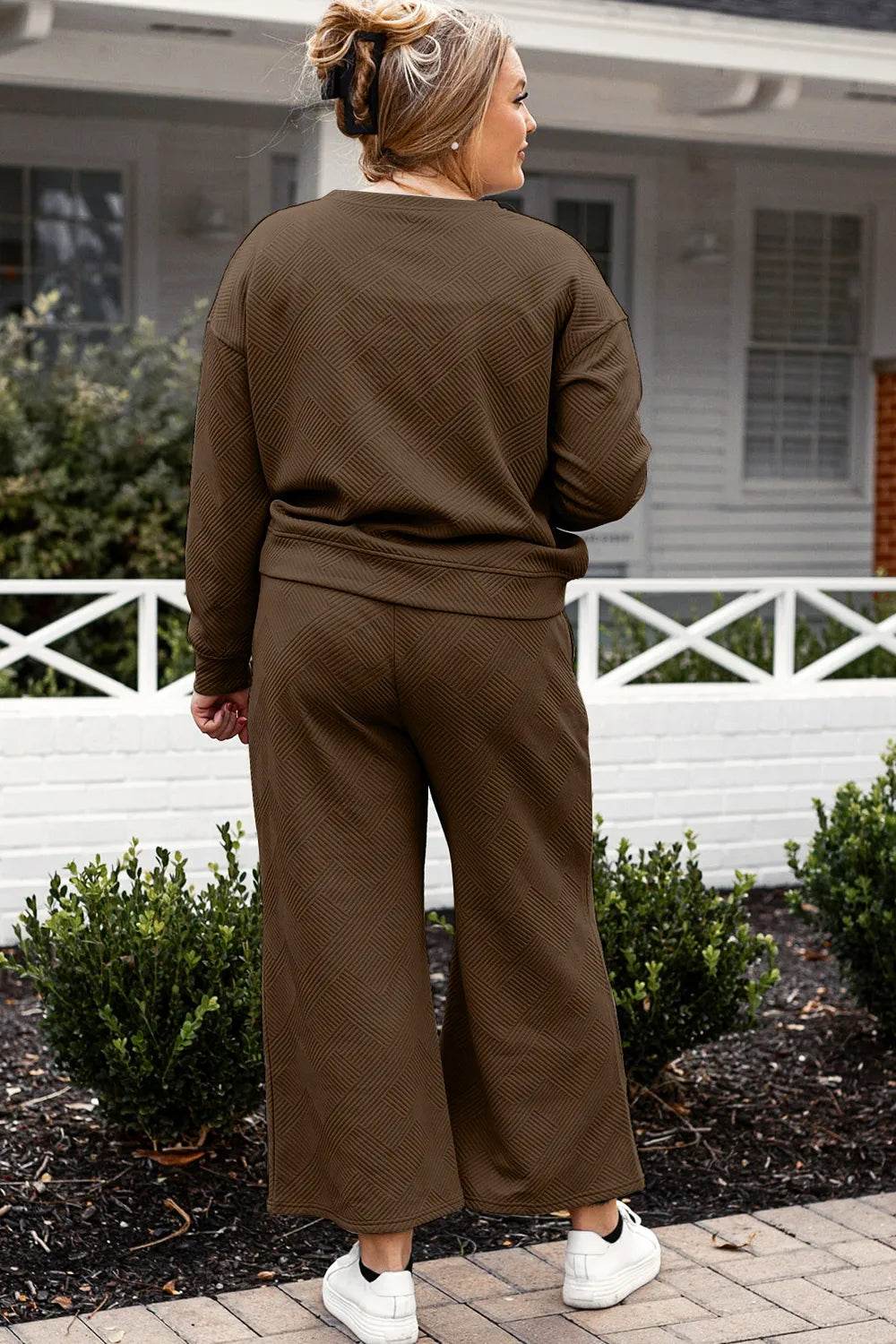 Double Take Full Size Textured Long Sleeve Top and Drawstring Pants Set - IntuitiveEncBoutique