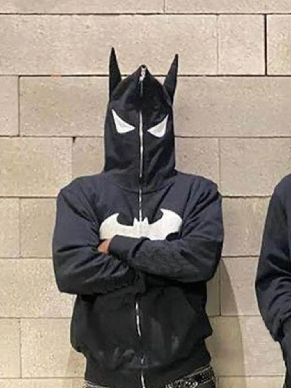 Men's Bat Embroidered Zip Up Hoodie - IntuitiveEncBoutique