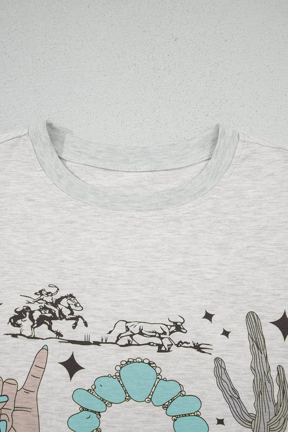 Light Grey Yee Haw Western Fashion Print Plus Size Tee - IntuitiveEncBoutique