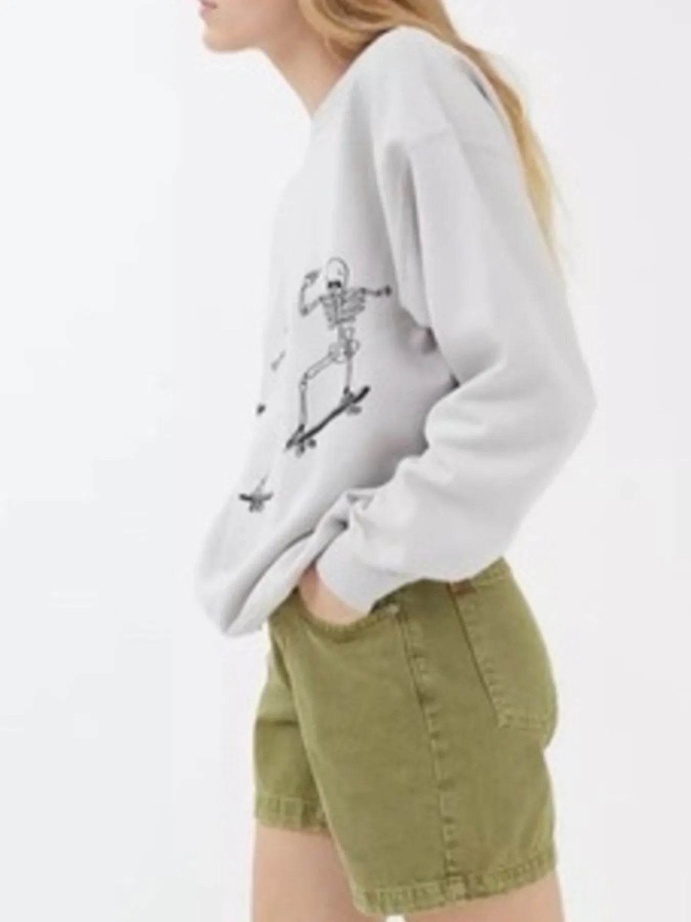 Skeleton Graphic Oversized Sweatshirt - IntuitiveEncBoutique