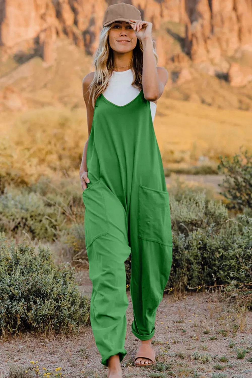 Double Take Full Size V-Neck Sleeveless Jumpsuit with Pockets - IntuitiveEncBoutique