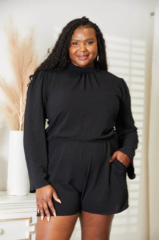 Culture Code Full Size Open Back Romper with Pockets - IntuitiveEncBoutique