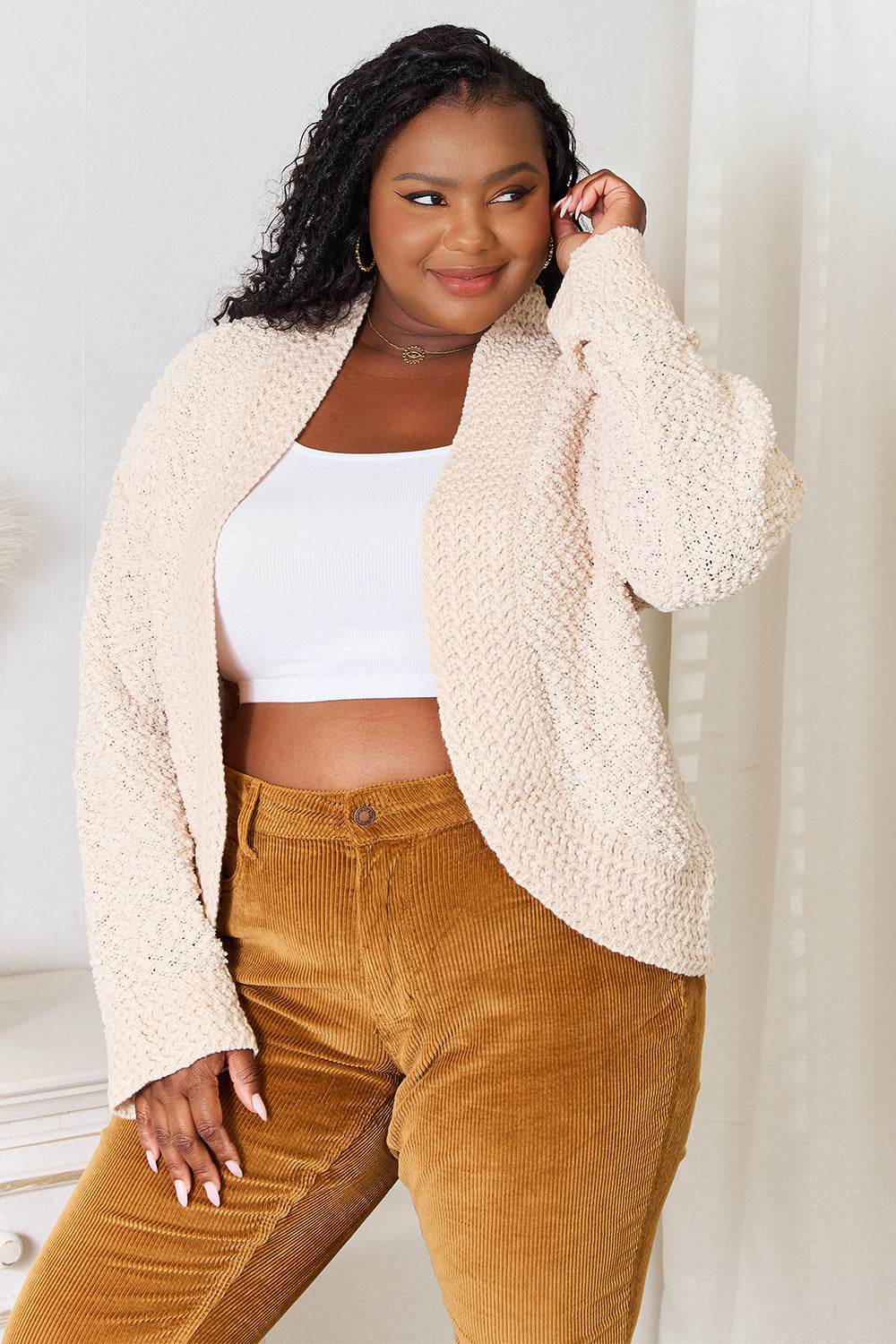 Double Take Open Front Long Sleeve Cardigan - IntuitiveEncBoutique