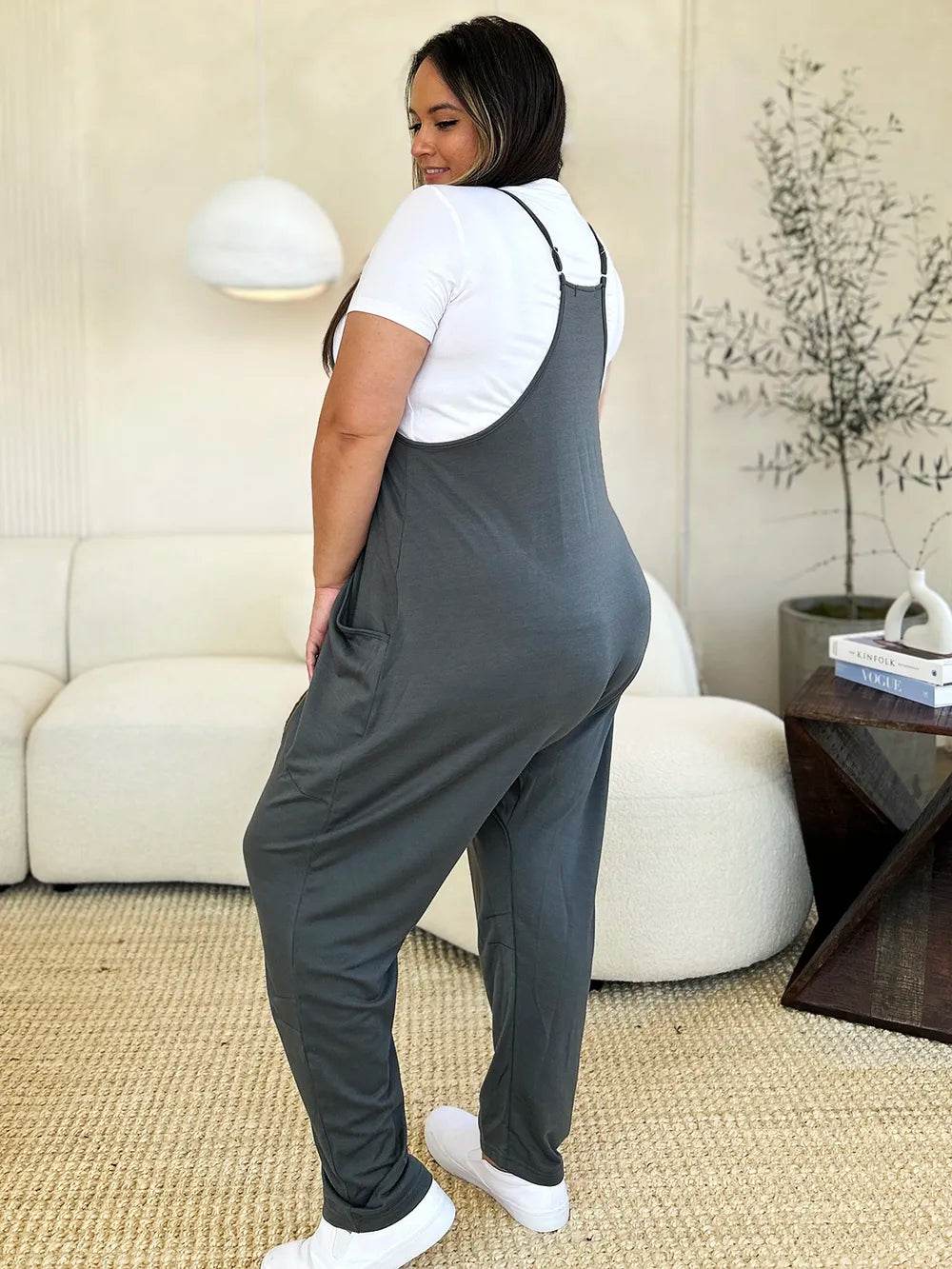 Double Take Full Size Sleeveless V-Neck Pocketed Jumpsuit - IntuitiveEncBoutique