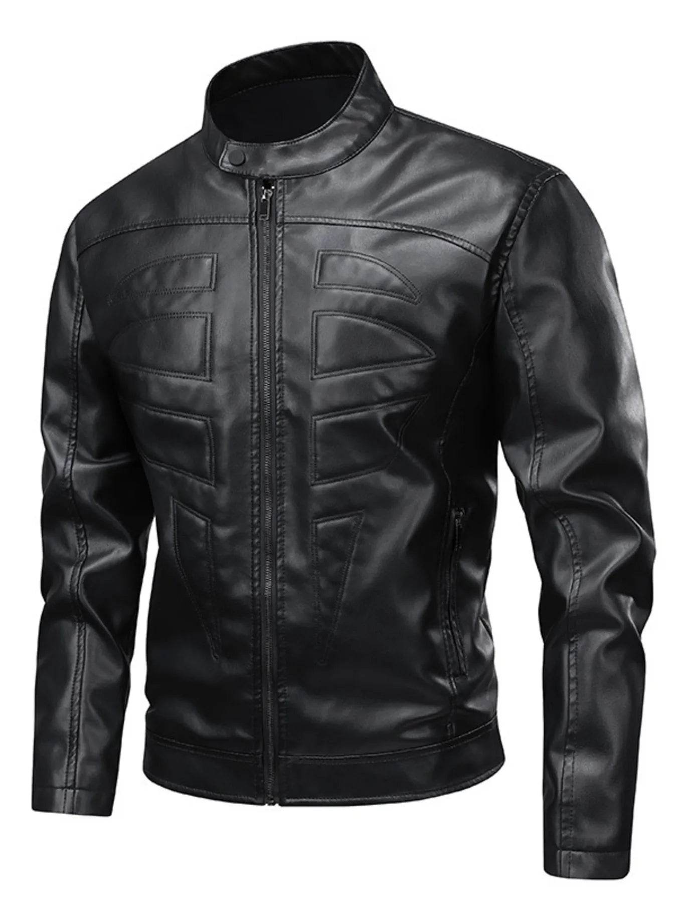 Men's Full Size Leather Zip Up Jacket Plus Size - IntuitiveEncBoutique
