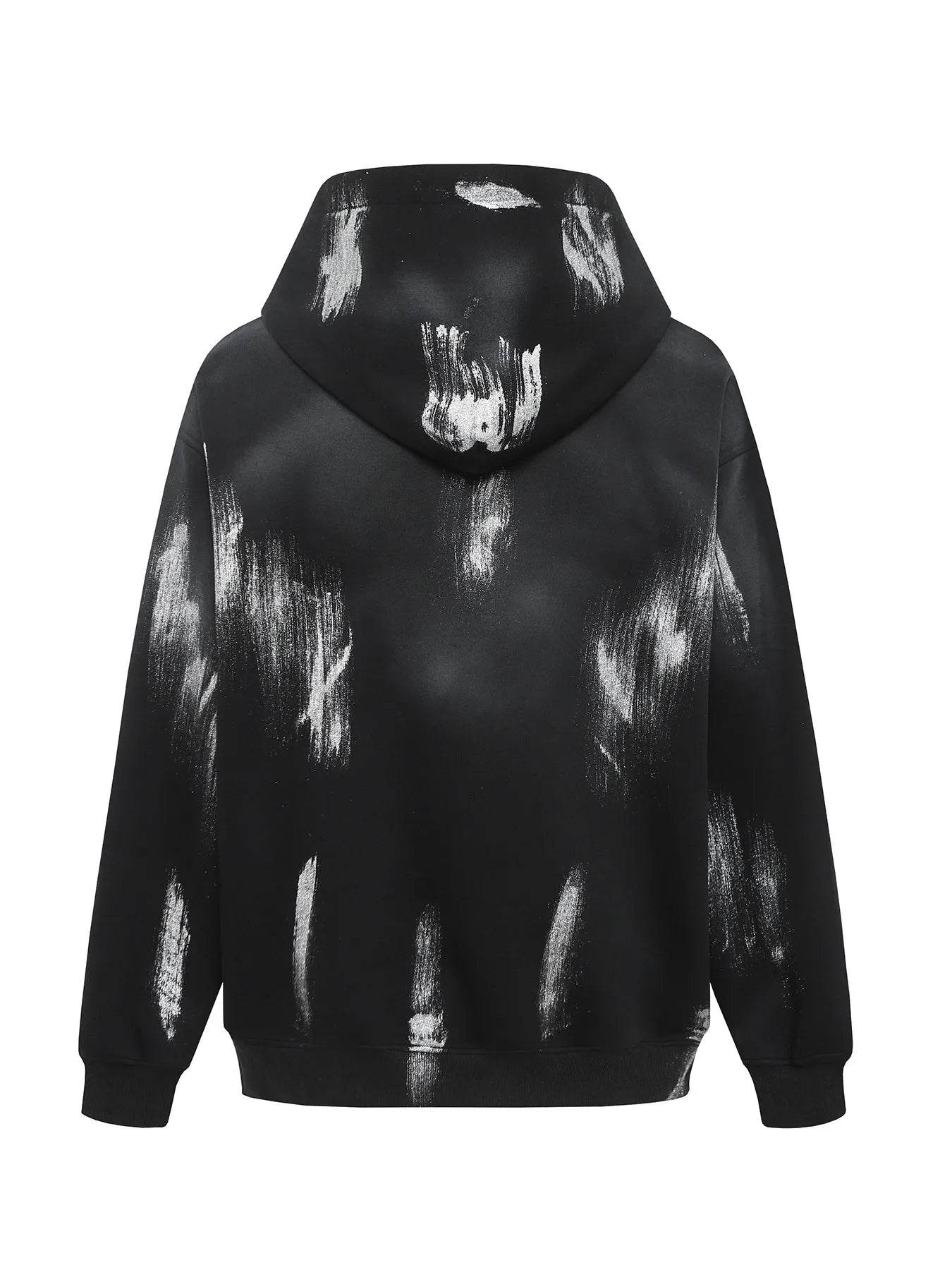 Men's Gothic Spider Web Graffiti Print Hoodie - IntuitiveEncBoutique