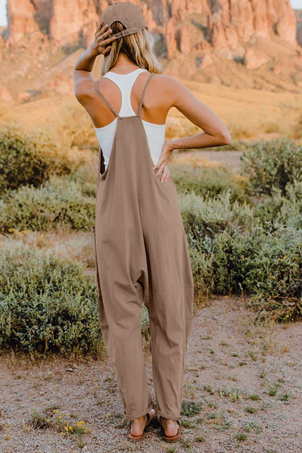 Double Take Full Size V-Neck Sleeveless Jumpsuit with Pockets - IntuitiveEncBoutique