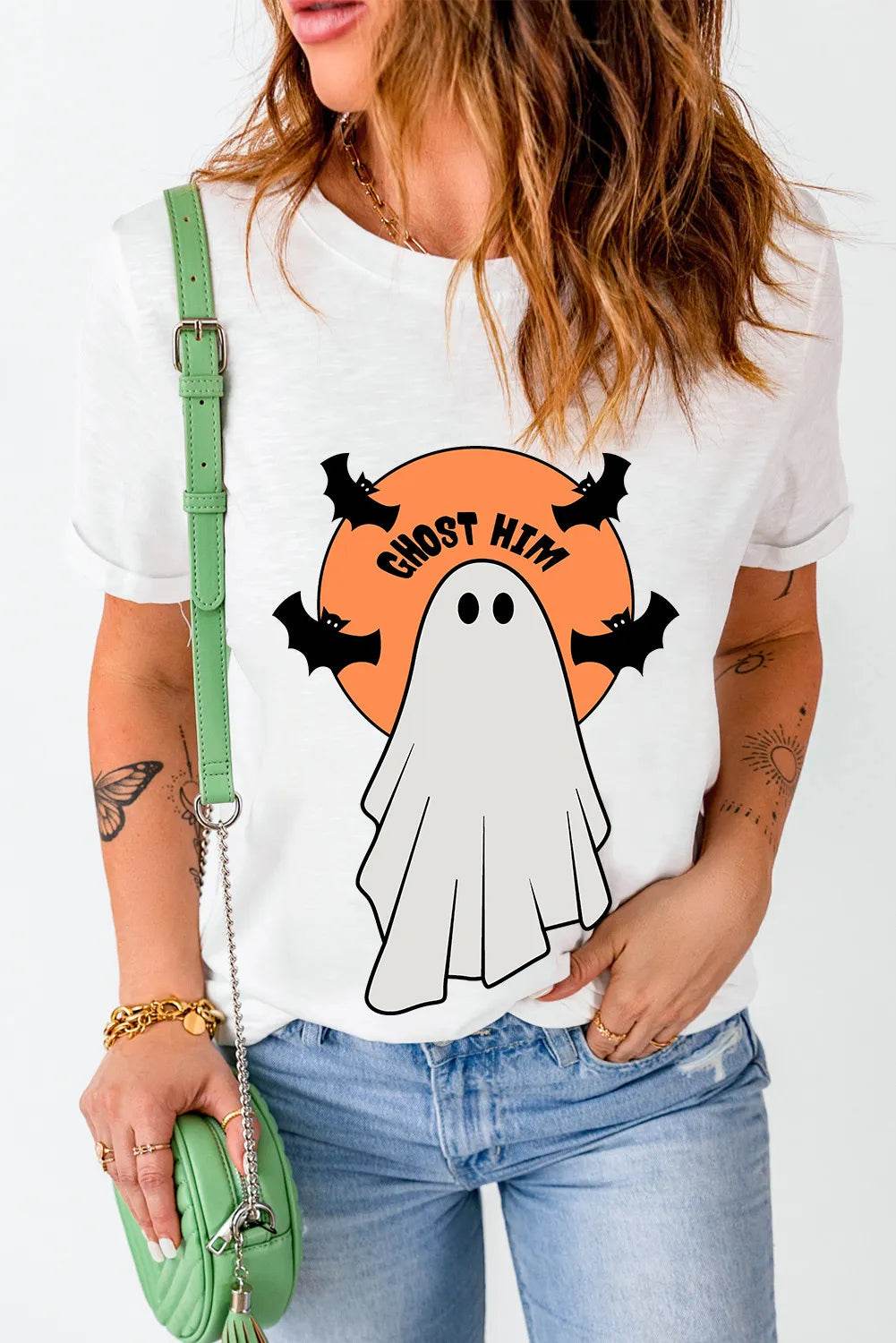 Full Size Ghost Round Neck Short Sleeve T-Shirt - IntuitiveEncBoutique