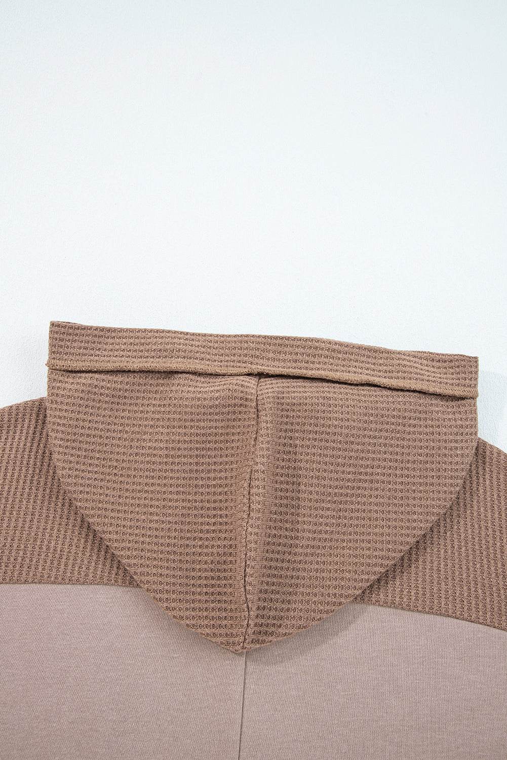 Goat Waffle Contrast Patchwork Plus Size Pocketed Hoodie - IntuitiveEncBoutique