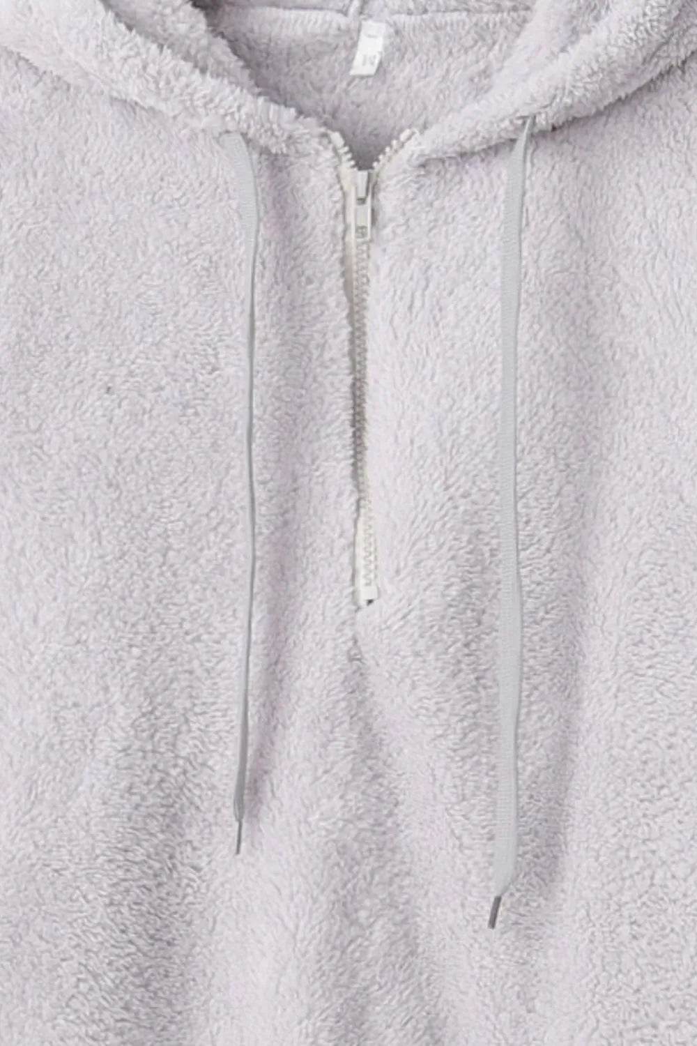 Full Size Quarter-Zip Drawstring Teddy Hoodie - IntuitiveEncBoutique