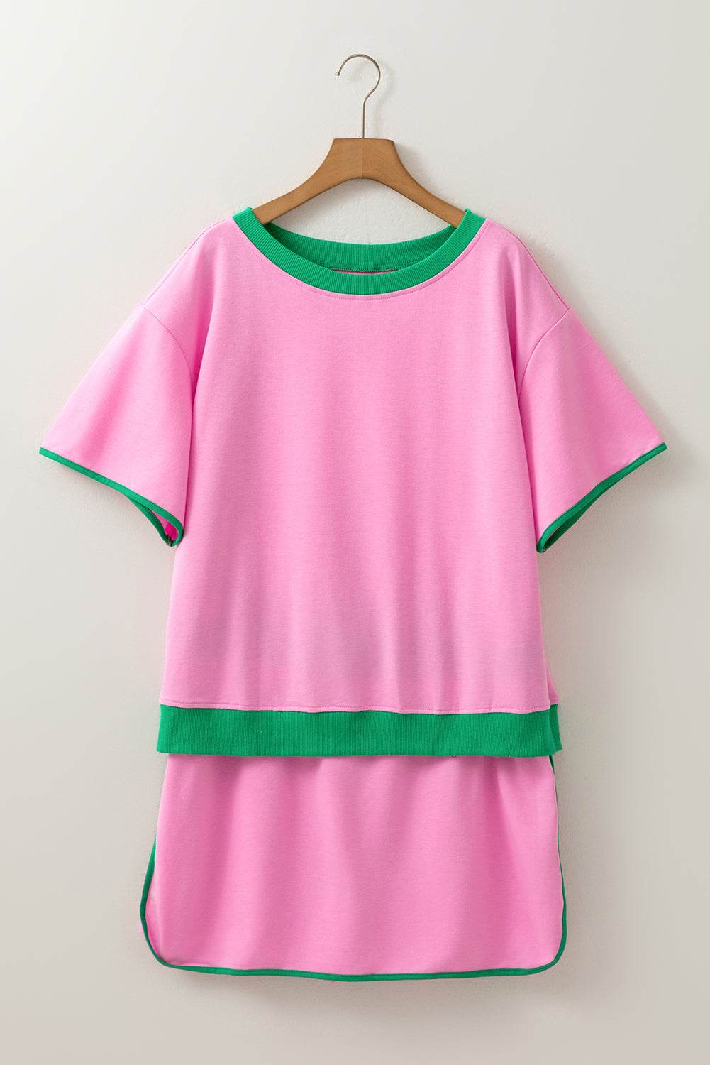 Bonbon Plus Size Contrast Trim T Shirt and Skirt Two Piece Set - IntuitiveEncBoutique