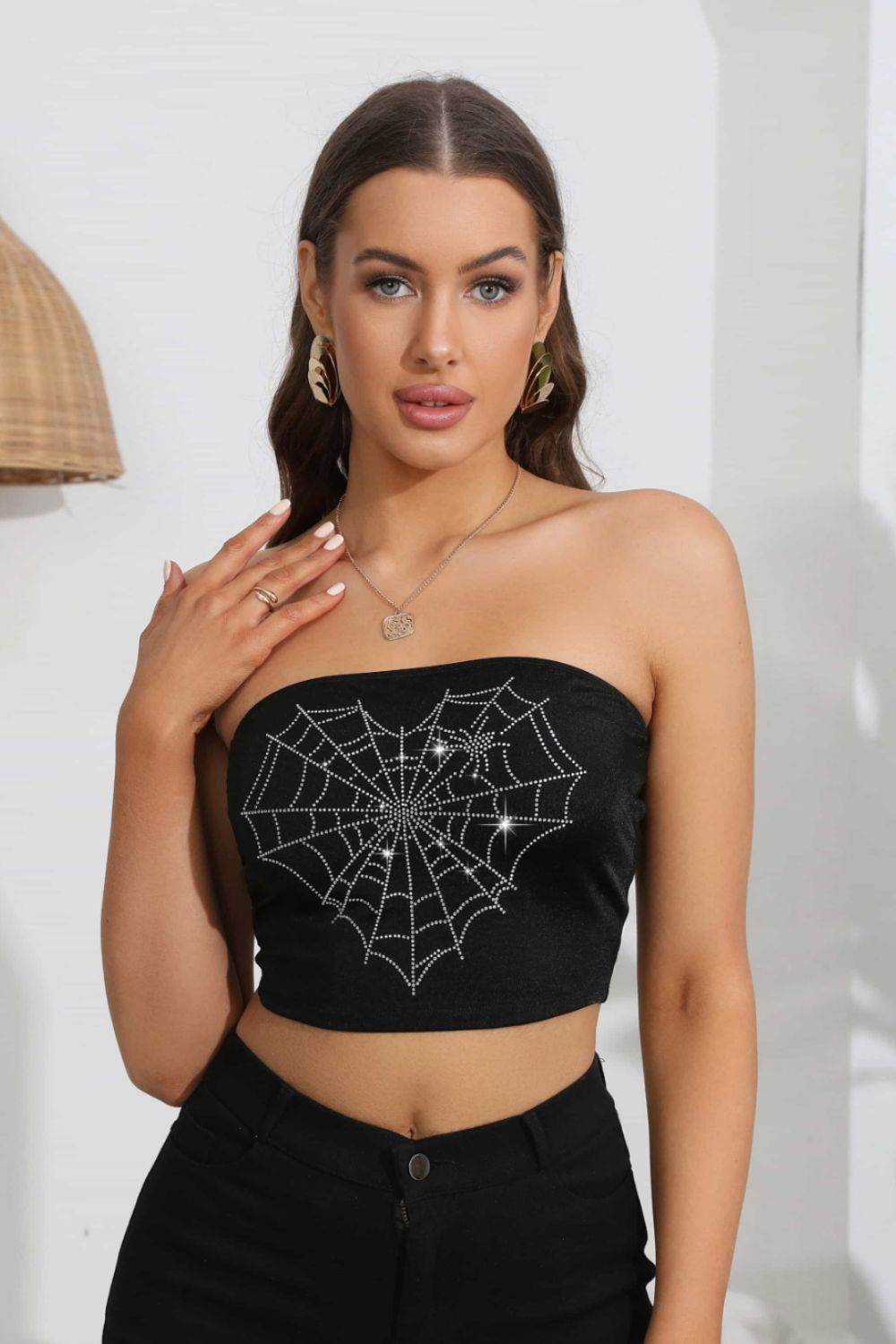 Heart Spider Web Graphic Tube Top - IntuitiveEncBoutique