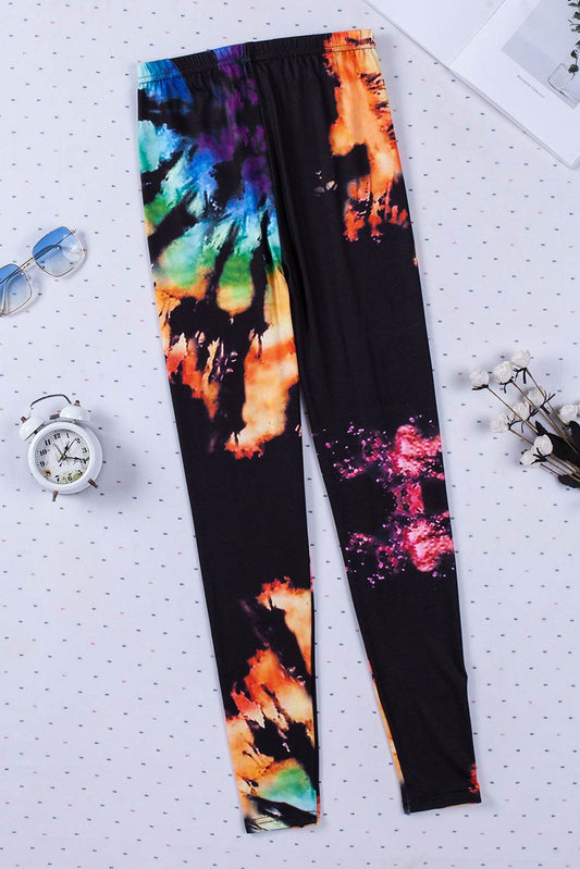 Multicolor Tie Dye Hollow Out Fitness Activewear Leggings - IntuitiveEncBoutique