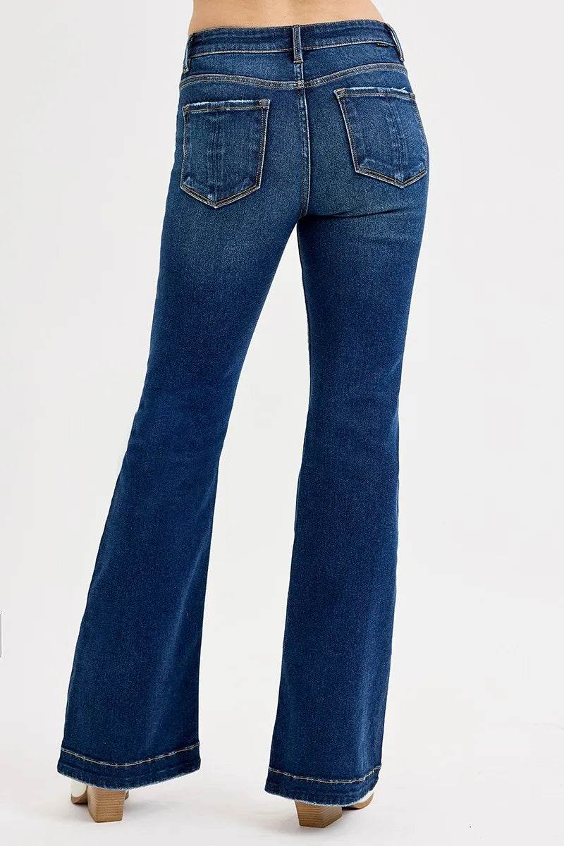 RISEN Full SIze Tummy Control Mid Rise Flare Jeans Plus SIze - IntuitiveEncBoutique