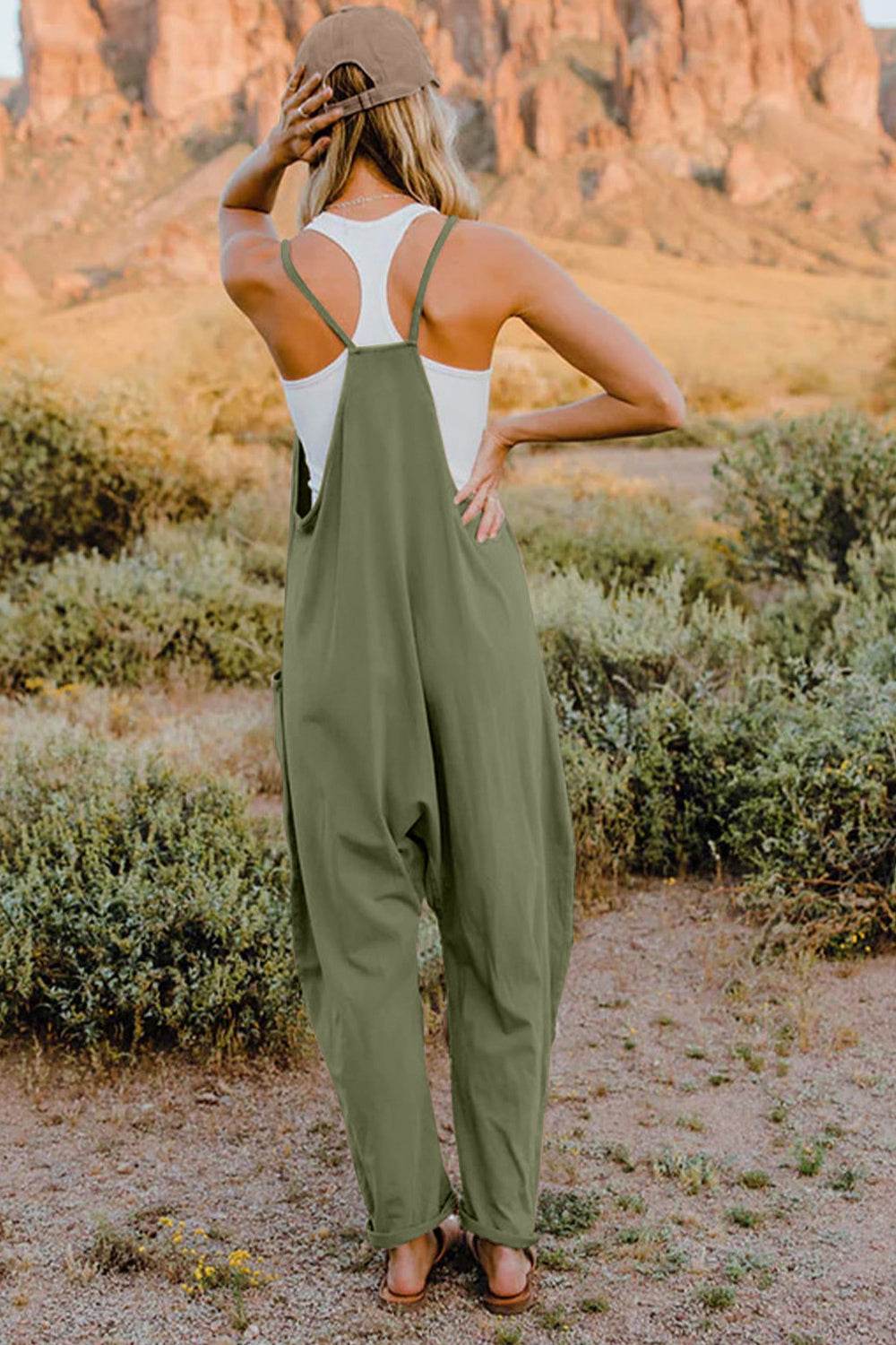 Double Take Full Size V-Neck Sleeveless Jumpsuit with Pockets - IntuitiveEncBoutique