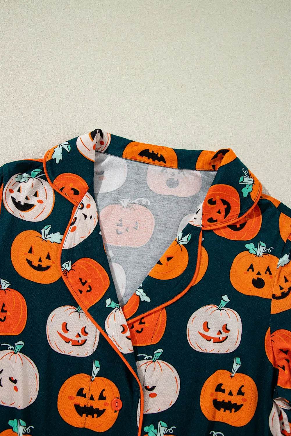 Pumpkin Printed Short Sleeve Top and Pants Lounge Set - IntuitiveEncBoutique