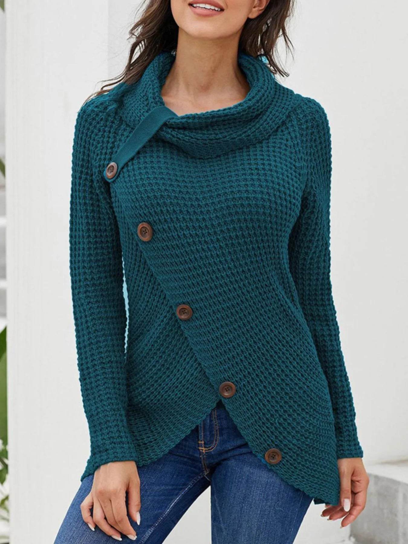 Full Size Texture Turtleneck Long Sleeve Sweater Plus Size - IntuitiveEncBoutique