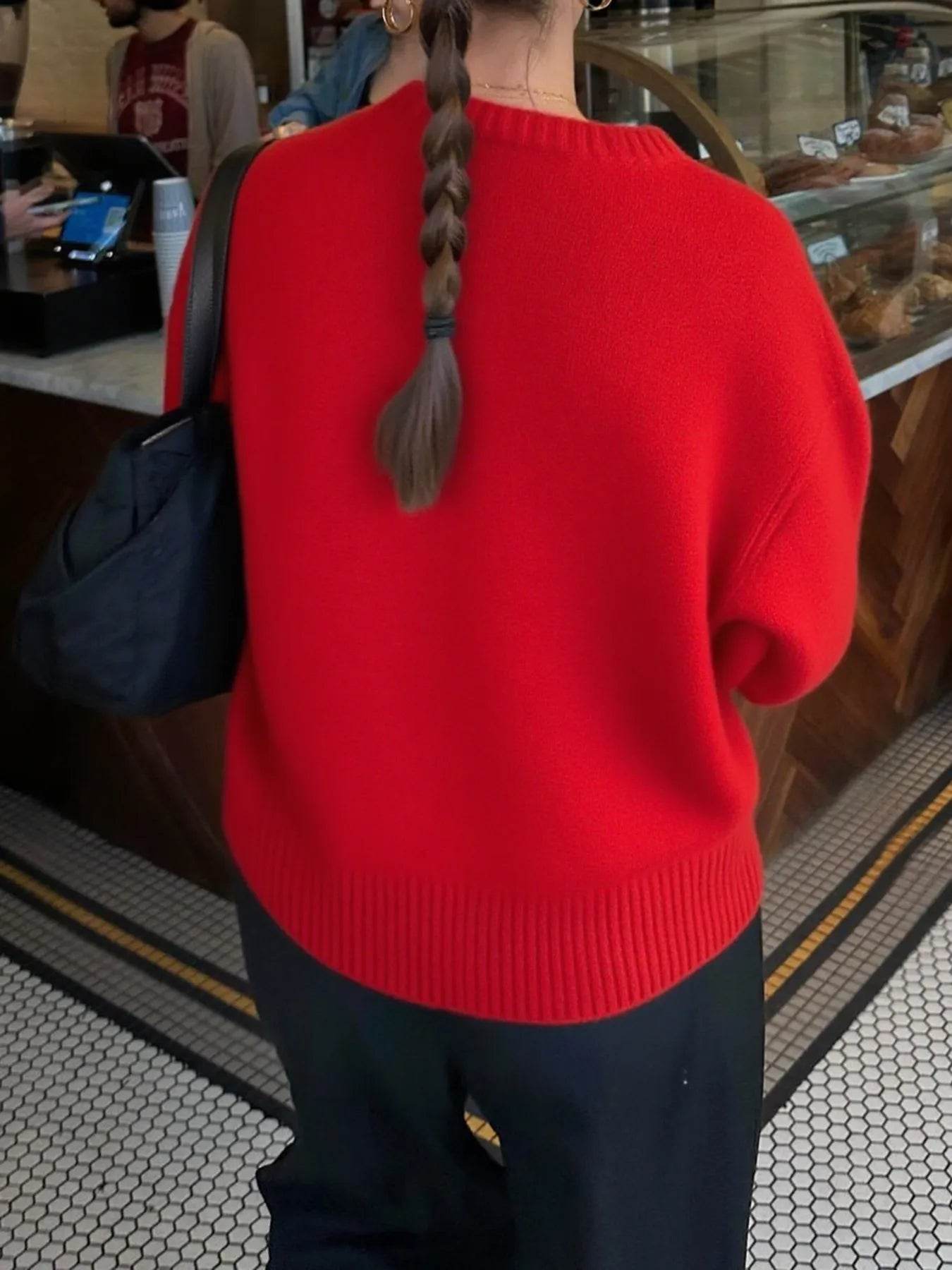 Ribbed Crewneck Drop Shoulder Sweater - IntuitiveEncBoutique
